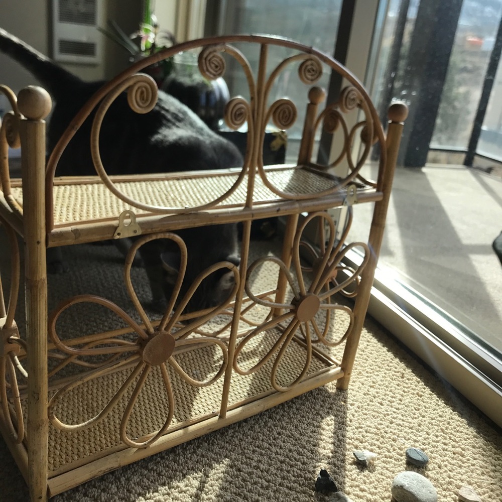 Vintage boho wicker shelf / wall hanging shelf